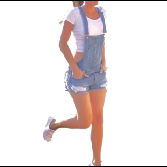 BLUE ASPHALT•light denim jumper shorts - Picture 1 of 7